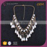 N74438I01 STYLE PLUS Shiny Gold Plate Latest Design White Stone Necklace Set Pearl Chain Necklace Designs for Woman thumbnail-2