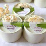 Customized Handmade Ivory Wedding Candy Box With Ribbon and Flower thumbnail-1