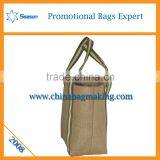 Hot Sale Leather Handle Shopping Jute Bags Hessian Cloth Burlap Sack Linen Bag thumbnail-3