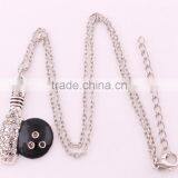 Antique Silver Plated Fashion Bowling Pin and Ball Crystal Pendant Necklace thumbnail-2