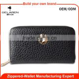 Eagle Decoration Black Color Soft Genuine Leather Practical Wallet For Men