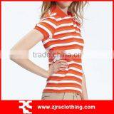 Womens Classic Yarn Dyed Cotton Spandex Striped Polo shirt