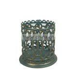 Antique Small Green Golden Brush Tealight Candle Holder Lantern thumbnail-2