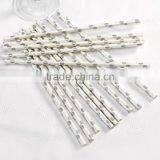 Disposable Chic Boutique Silver Polka Dot Paper Straws thumbnail-1