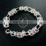 20cm Silver Plated Brass Faceted Circle Round Oval Link Fashion DIY Bracelet Supplies 1900066 thumbnail-1