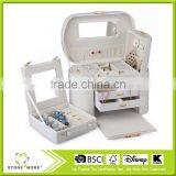 Hand Made Luxury Large Mirror Lockable Pink Gift Custom Leather Jewelry Box thumbnail-4