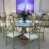 High Quality Stainless Steel Round Rose Gold Wedding Table thumbnail-1