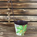 2015 new design paper decal metal long handle bucket industrial metal bucket