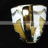 Fine China Electric Porcelain Tea Cup and Saucer Set Golden Printing Cup and Saucer Cheap thumbnail-5