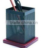 Rectangle Metal Mesh Pencil Holder With Wooden Bottle thumbnail-2