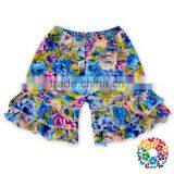 Wholesale Children's Boutique Clothing Blue Soft Summer Baby Girls Ruffle Shorts thumbnail-1