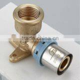 STAINLESS SLEEVE BRASS FEMALE ELBOW WITH PLATE