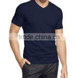 Wholesale Bulk Plain White Black Navy Blue V-Neck Crew Men Blank Custom Embroidery Printing T-Shirt Factory thumbnail-2