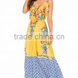 Butterfly Printing Ruffle Maxi Dress Latest Design Long Dress for Woman thumbnail-3