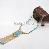 Alloy Gold Color Bead Sweater Necklace for Lady thumbnail-3