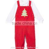 100% Cotton Christmas Tree Design Clothes Set Overall Suit Korea Kids Wear thumbnail-1