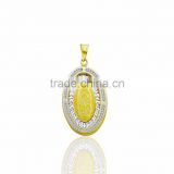 14kt Two tone plated mother mary medallion pendant