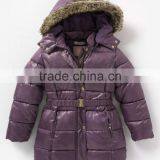 100% Polyester, Taffeta, Unisex Baby Hooded Quilted Padding Jacket With Fur
