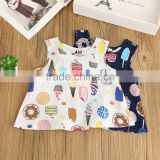 S60504B 2017 Summer girls Ice cream printing cute vest