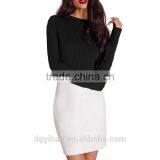Basic Round Neck Ribbed Body Suits Women Black Long Sleeve Bodysuit Custom 2016 Latest Designs Ladies Black Knitted Sweater thumbnail-4