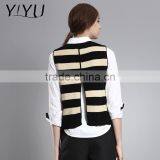 Latest Designs Winter Fall Women Stripe Color Block Cashmere Vest Sweater thumbnail-4