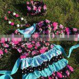 The Halloween Kids Girls Flower Print OUTFITS Ruffle Pant Sets Girls Boutique Clothes Kids Sets With Matching Accessories thumbnail-4