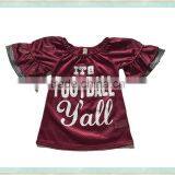 2017 Wholesale Clothes Girl Sweater Shirt Dark Bule Lace Puff Sleeve American Football Jersey thumbnail-4