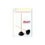 Durable Rubber Toilet Plunger with 53cm Wooden Handle Round Hook