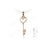 design 18k rose gold and diamond heart key pendant necklace