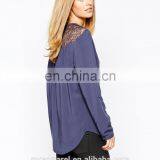 Latest Fashion Design Model Simple Lace Insert Blouse thumbnail-3