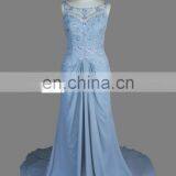 Real Sample Sleeveless See Through Back Beaded Chiffon Evening Dress Women With Train thumbnail-3