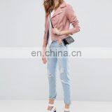 High Quality Fashion Long Sleeve Zipper Latest Design Women PU Leather Jacket thumbnail-1