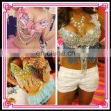 Aidocrystal Handmade Sexy Woman Big Size Rhinestone Tassel Belly Dance Sequin Ladies Bra and Panty Top thumbnail-2