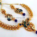One Gram Gold Plated Pendant Set - Gold Plated Meenakari Pendant Set - Wholesale Gold Plated Pendant Set-Pakistani Pendant Set thumbnail-5