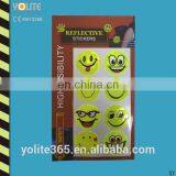 8 Pcs 6cm Dia High Visibility Round Smile Face Reflective Stickers Set