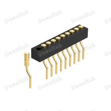 Dnenlink 1.27mm Pitch Single Row H2.0mm Concave Contact Right Angle Female Header DIP Type PogoPin Header thumbnail-2