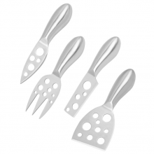 Stainless Steel 4 Pieces Cheese Knife Set: Hard and Soft Cheese Knives, Serving Fork & Cheese Spreader