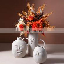 New Ins Nordic Face Vase White Abstract Human Faces Esculturas Wabi-Sabi Flowerpot Ceramic Vase For Home Decor