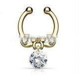 Bowknot Dangling Crystal 316L Surgical Steel Fake Septum Clicker Nose Piercing Body Jewelry thumbnail-3