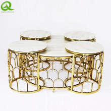 Stainless Steel Glass Luxury Gold Coffee Table Set of 5 Living Room Furniture Coffee Table thumbnail-1