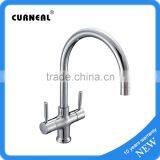 Modern Contemporary Swivel Spout Twin Lever Kitchen Sink Mixer Tap Kitchen Faucet With Swivel Spout NO.K012 thumbnail-1