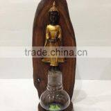 Thailand Buddha Teak Wood Resin Tea Light Holder thumbnail-1