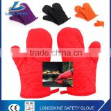 Heat Insulation anti-slip colorful cotton silicone oven mitts silicone BBQ grilling gloves