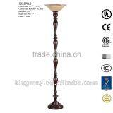 Antique Burgundy Pastic Torchiere Lamp With Glass Shade