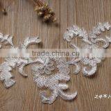 Wholesale Wedding Gown White Lace Applique,White Embroidery Bridal Lace Applique thumbnail-3