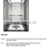 Passenger elevator with stainless steel mirror and led light
