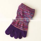 Japanese OEM Custom Design Mature High Quality Spring Summer Teen Girls 100% Cotton Knitting Plain Solid Color 5 Toe Socks