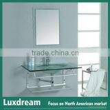 Modern Glass Vanity With Stainless Steel Pedestal thumbnail-5
