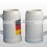 Insulated plain white ceramic beer mug