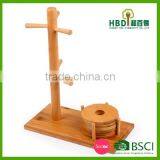 Wooden/ Bamboo Mug Tree Holder With Coasters /bamboo Cup Holder thumbnail-4